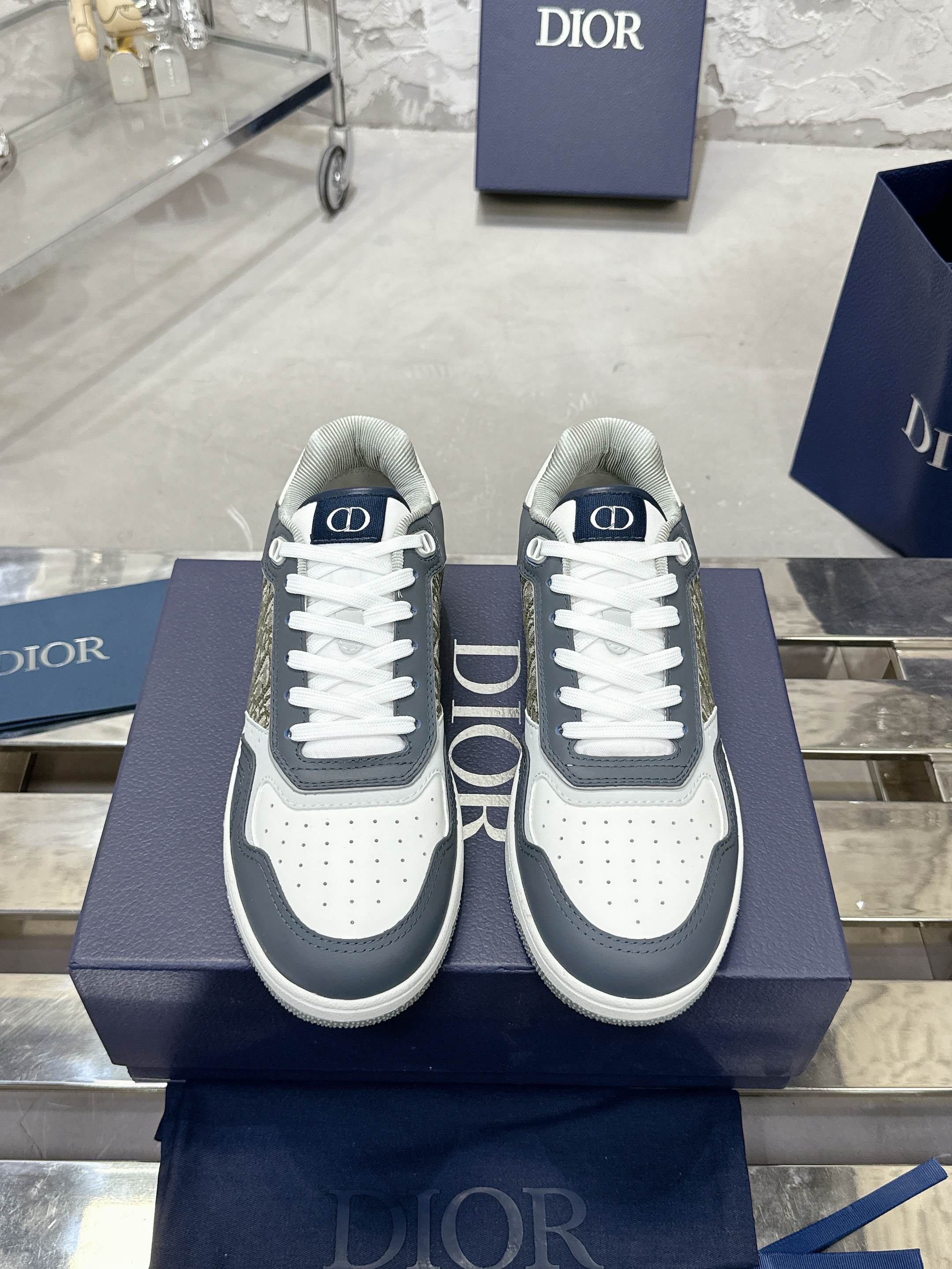 Dior B27シリーズ カップル向け 老花 石頭纹 休闲 スニーカー