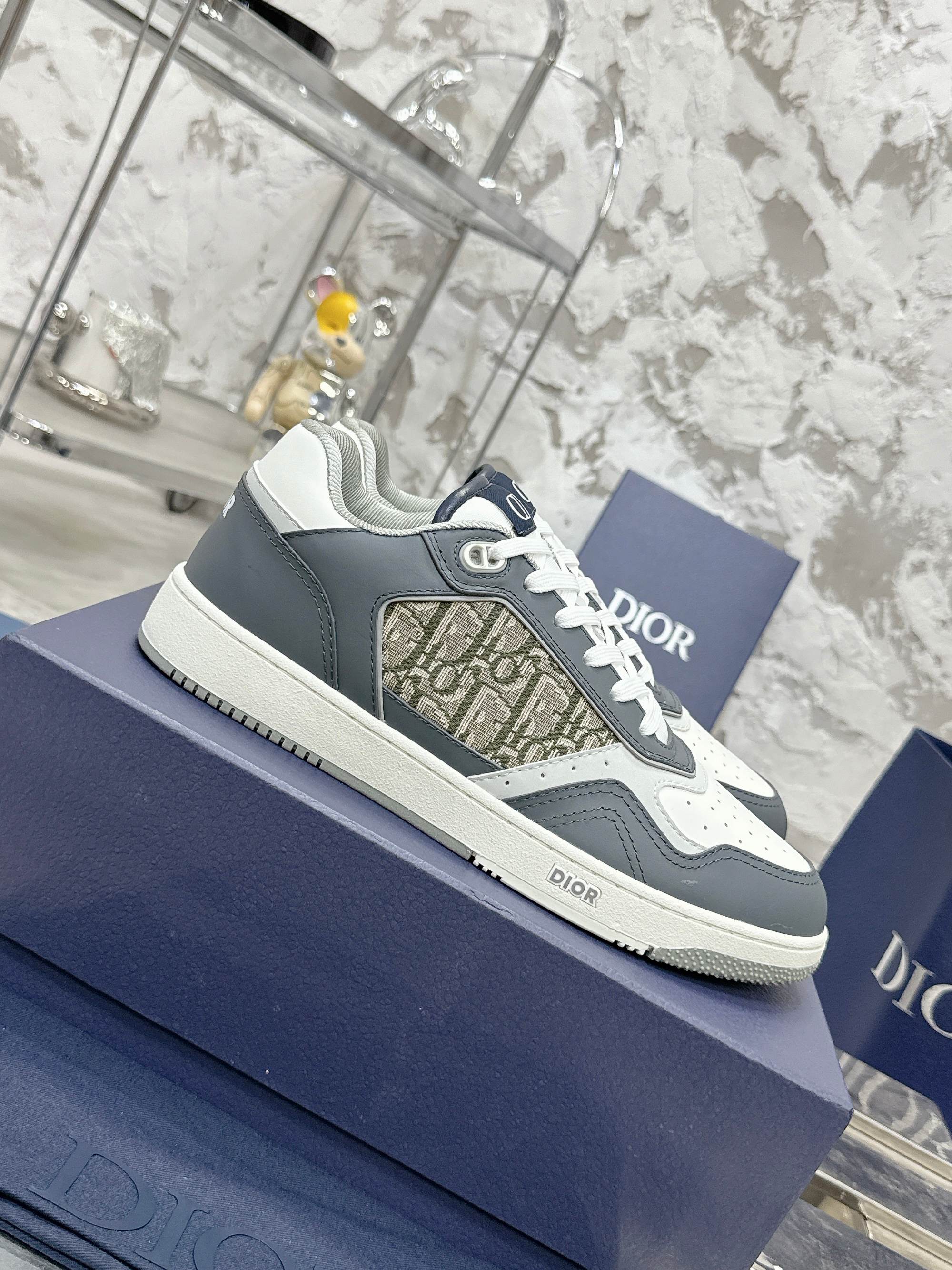 Dior B27シリーズ カップル向け 老花 石頭纹 休闲 スニーカー