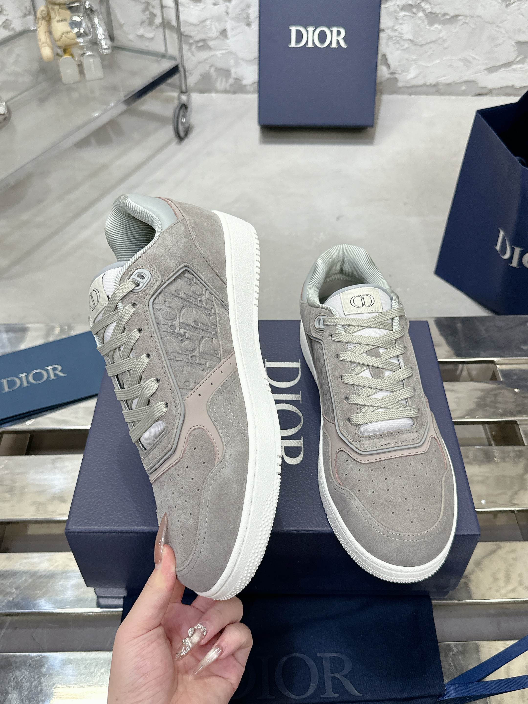 Dior B27シリーズ 情侣款 老花 石头纹 休闲 スニーカー