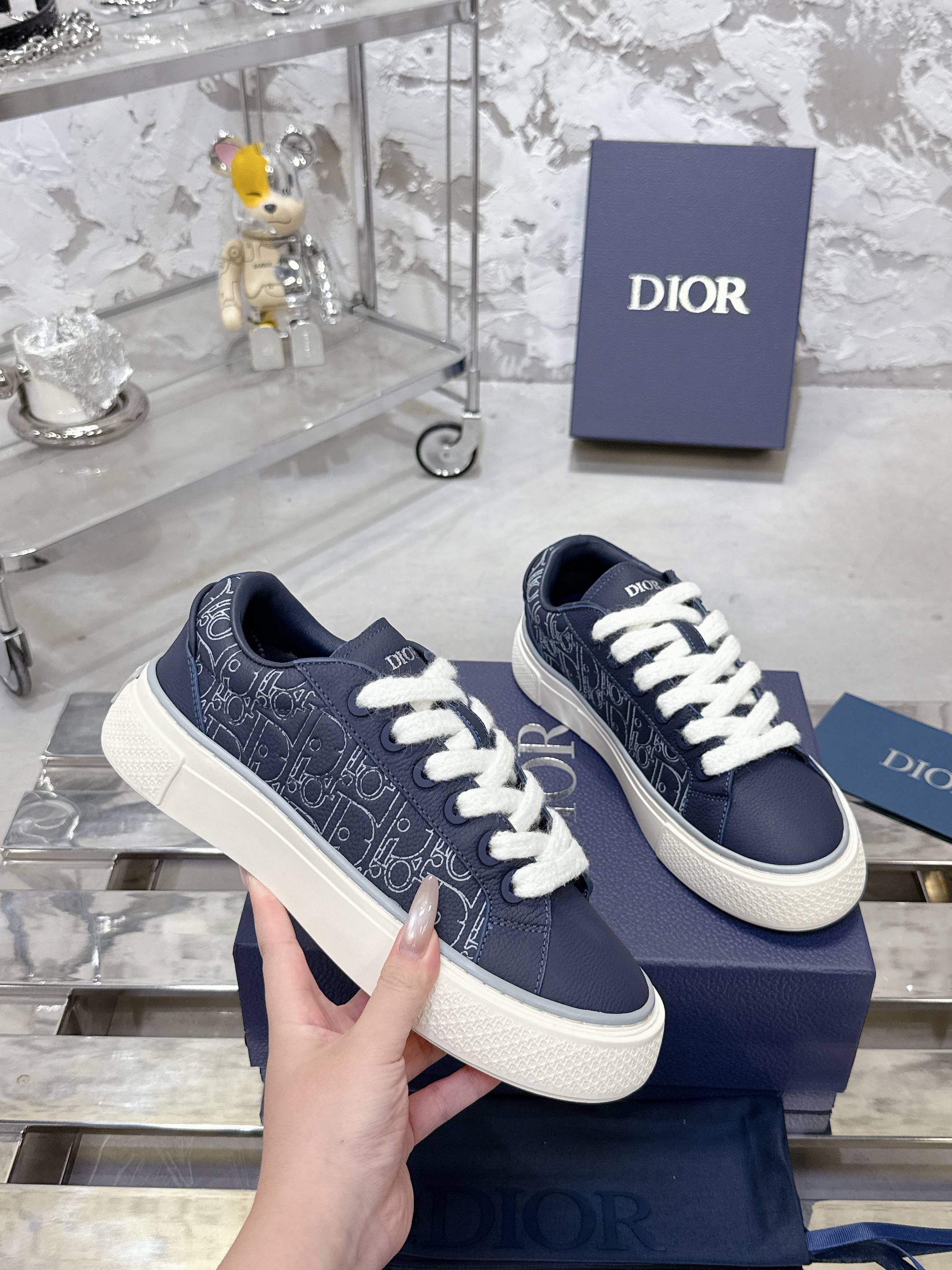 Dior B33シリーズ カップル用休闲板鞋 プレミアムグレー