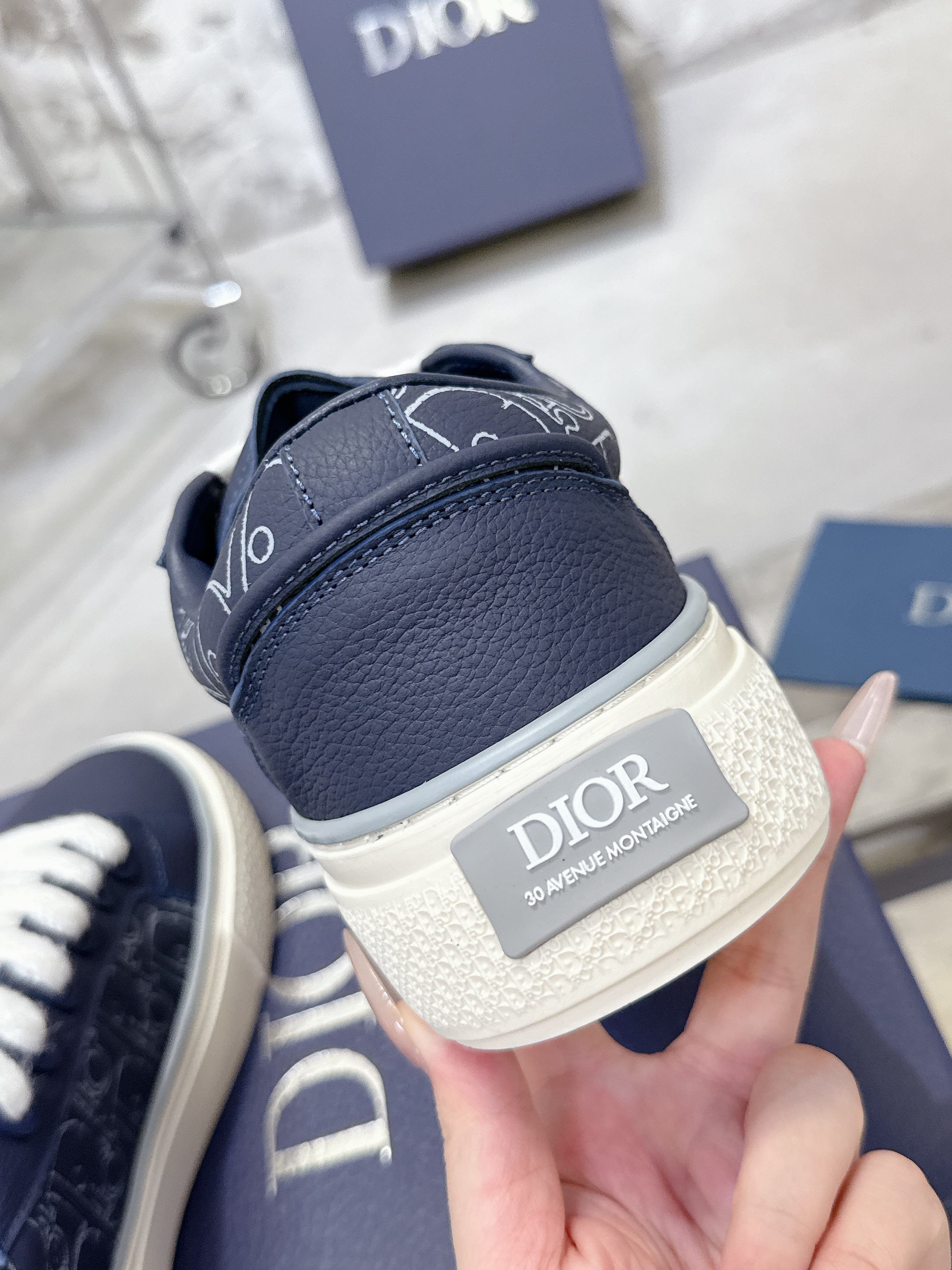 Dior B33シリーズ カップル用休闲板鞋 プレミアムグレー