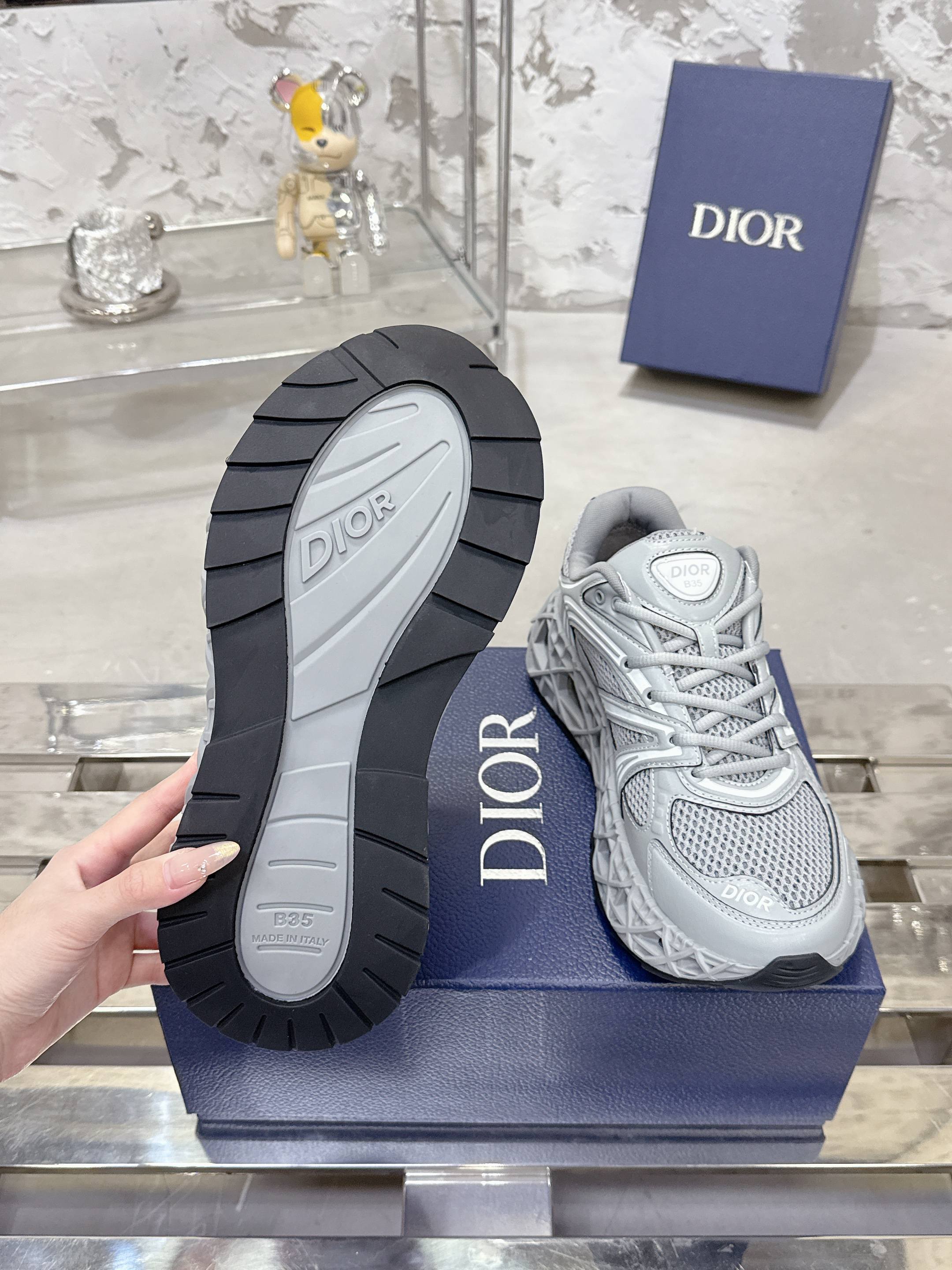 Dior B35春夏休闲运动鞋 - 高级皮革と透气性