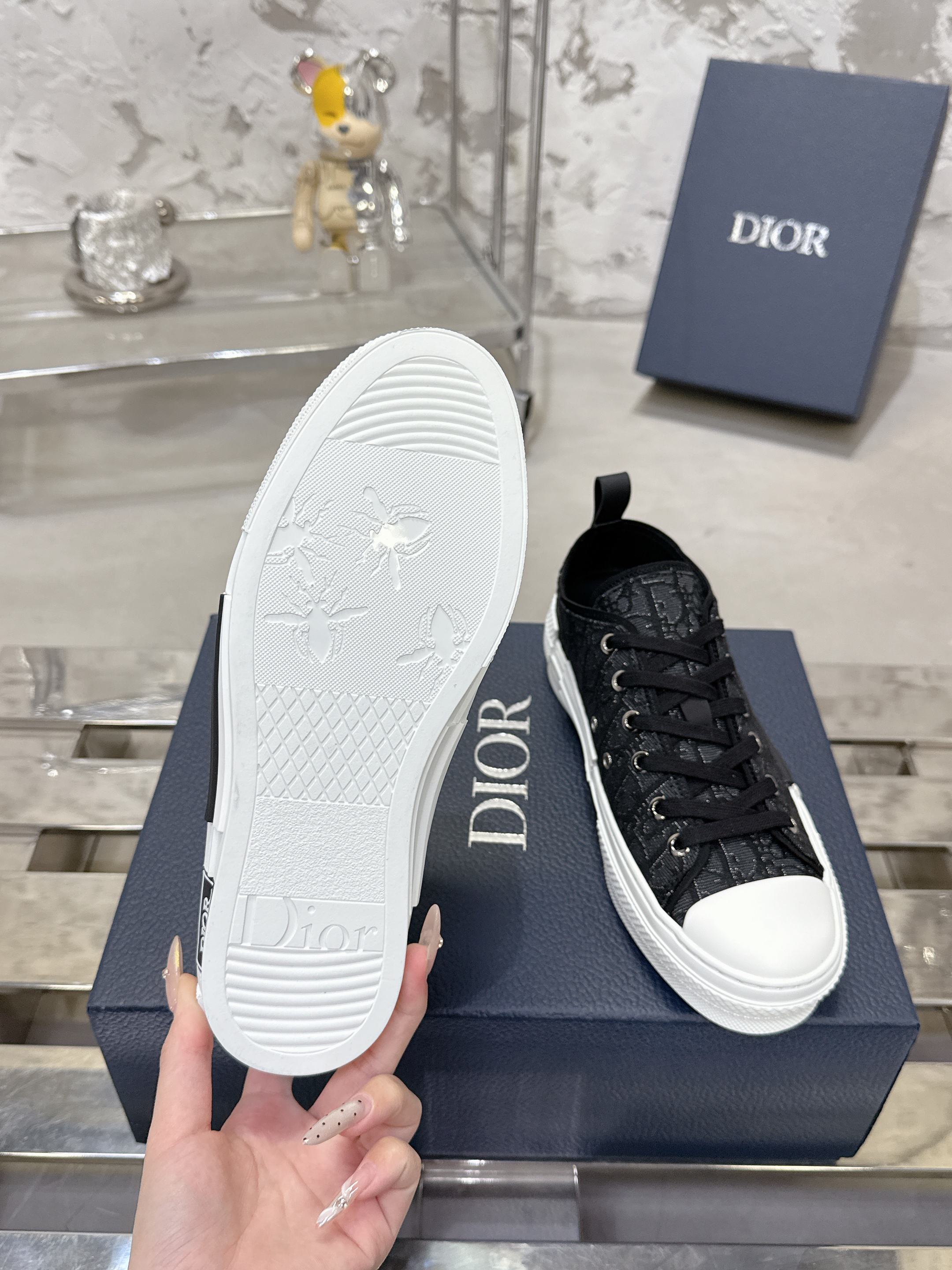 Dior B23 高級カジュアルスニーカー - Obliqueプリントデザイン