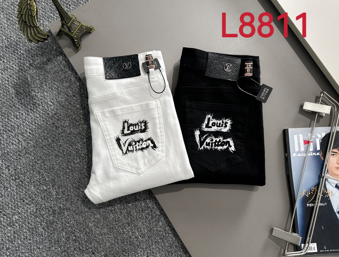 Louis Vuitton LV2024秋冬新品修身牛仔裤长裤 采用进口客供日本Denim平纹棉质牛仔面料梭织生产