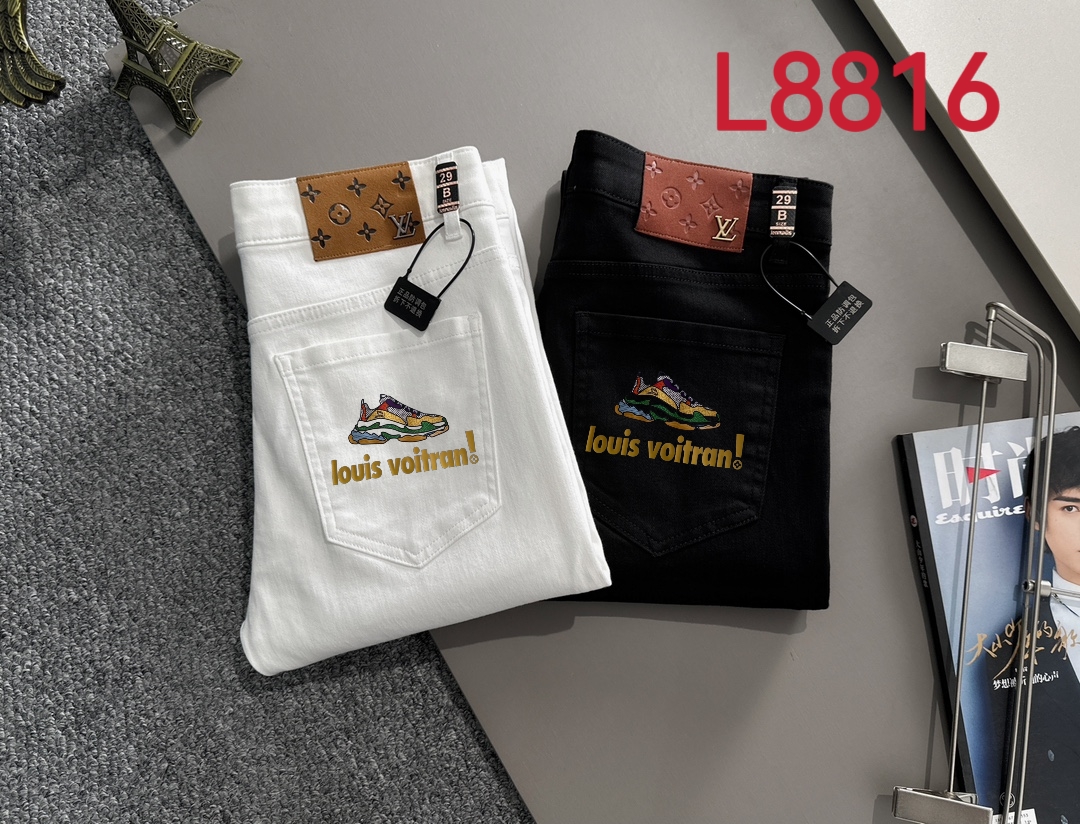 Louis Vuitton LV2025四季款修身牛仔裤长裤 采用进口客供日本Denim平纹棉质牛仔面料梭织生产