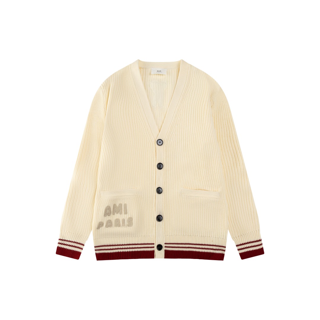 “Ami 2024s V-Collar Vest: Market Version 1 – Customizable Classic Logo, Wool Blend” - 图片 1