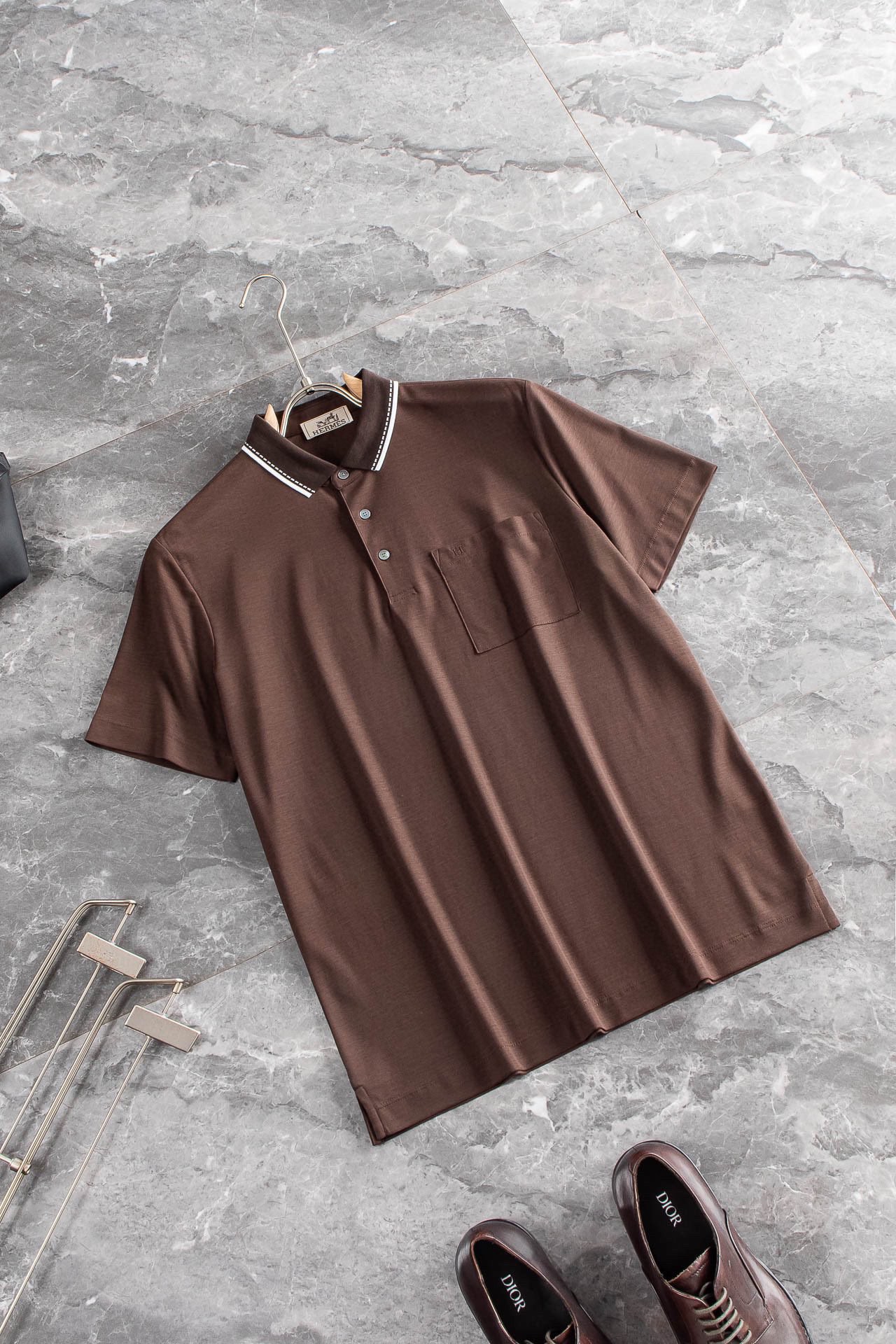 Hermes Copie
 Vêtements Polo T-Shirt Hommes Coton Collection printemps – été Fashion Manches courtes