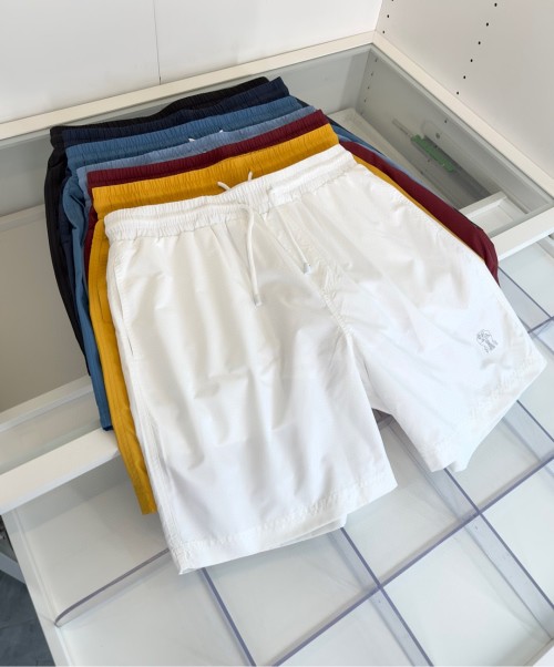Brunello Cucinelli Men's Beach Shorts with Elastic Waistband, Multiple Colors