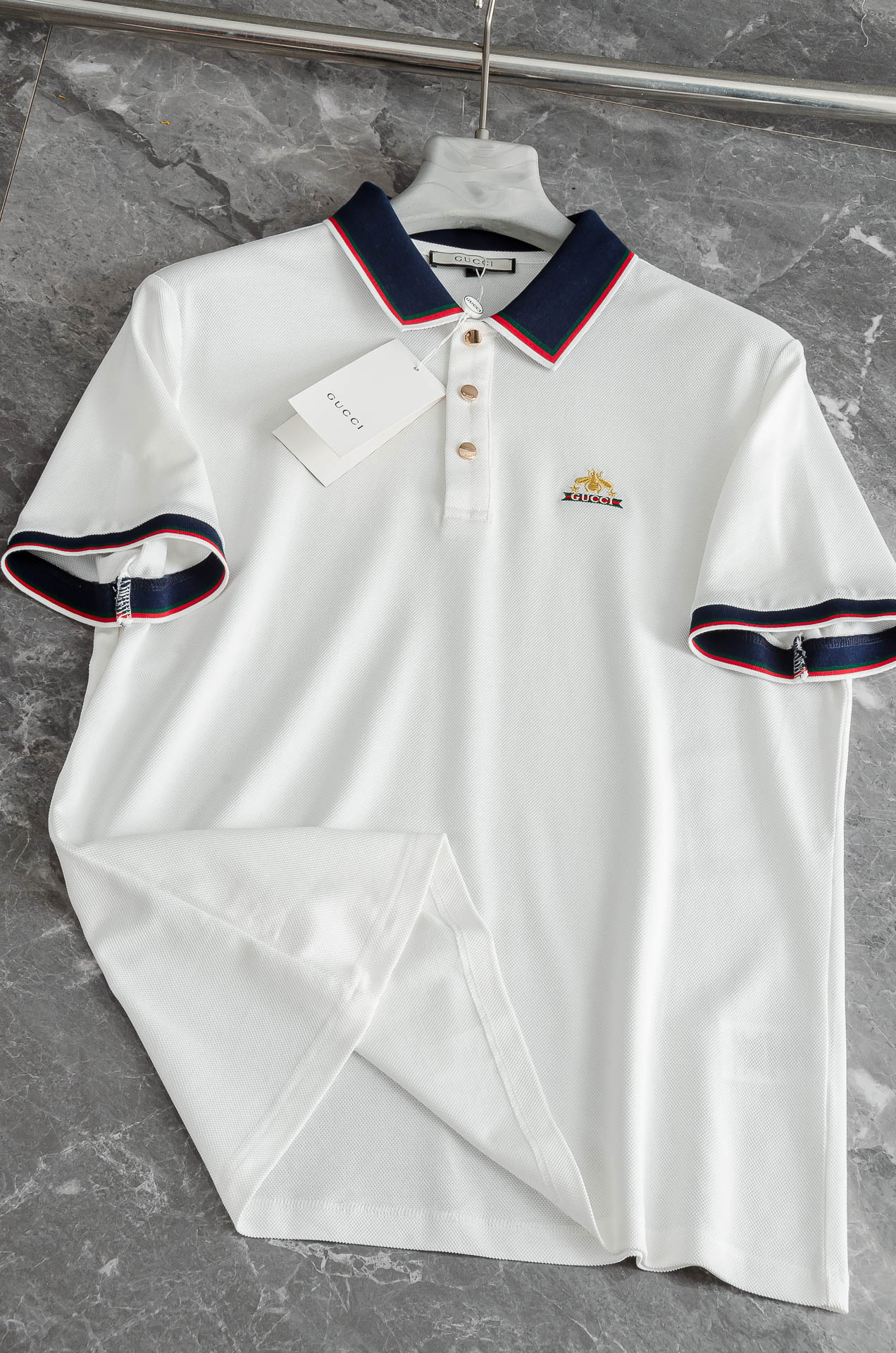 Gucc#*i. 古＊驰2025//男士商务休闲纯色翻领短袖POLO衫#客供进口100%珠地棉面料，甄选