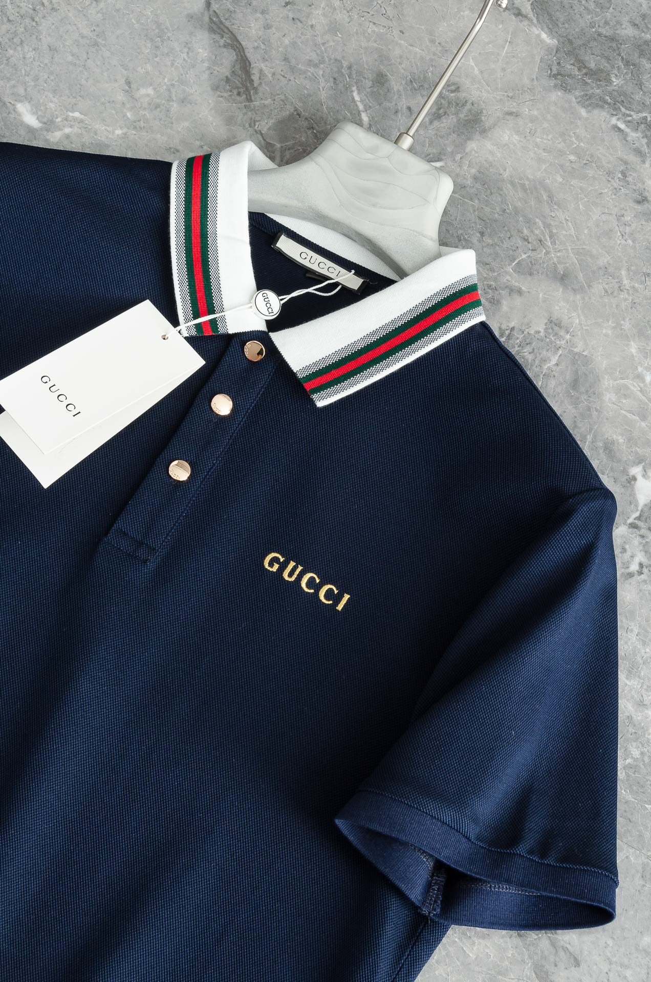 Gucc*i. 古驰2025//男士商务休闲纯色翻领短袖POLO衫#客供进口100%珠地棉面料，甄选上等