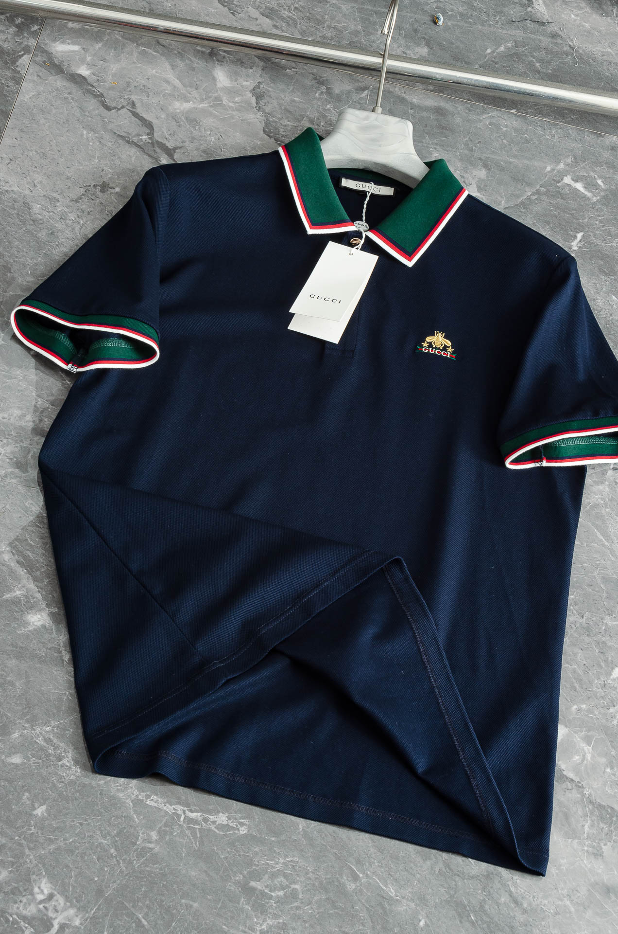 Gucc*i. 古驰2025//男士商务休闲纯色翻领短袖POLO衫#客供进口100%珠地棉面料，甄选上等