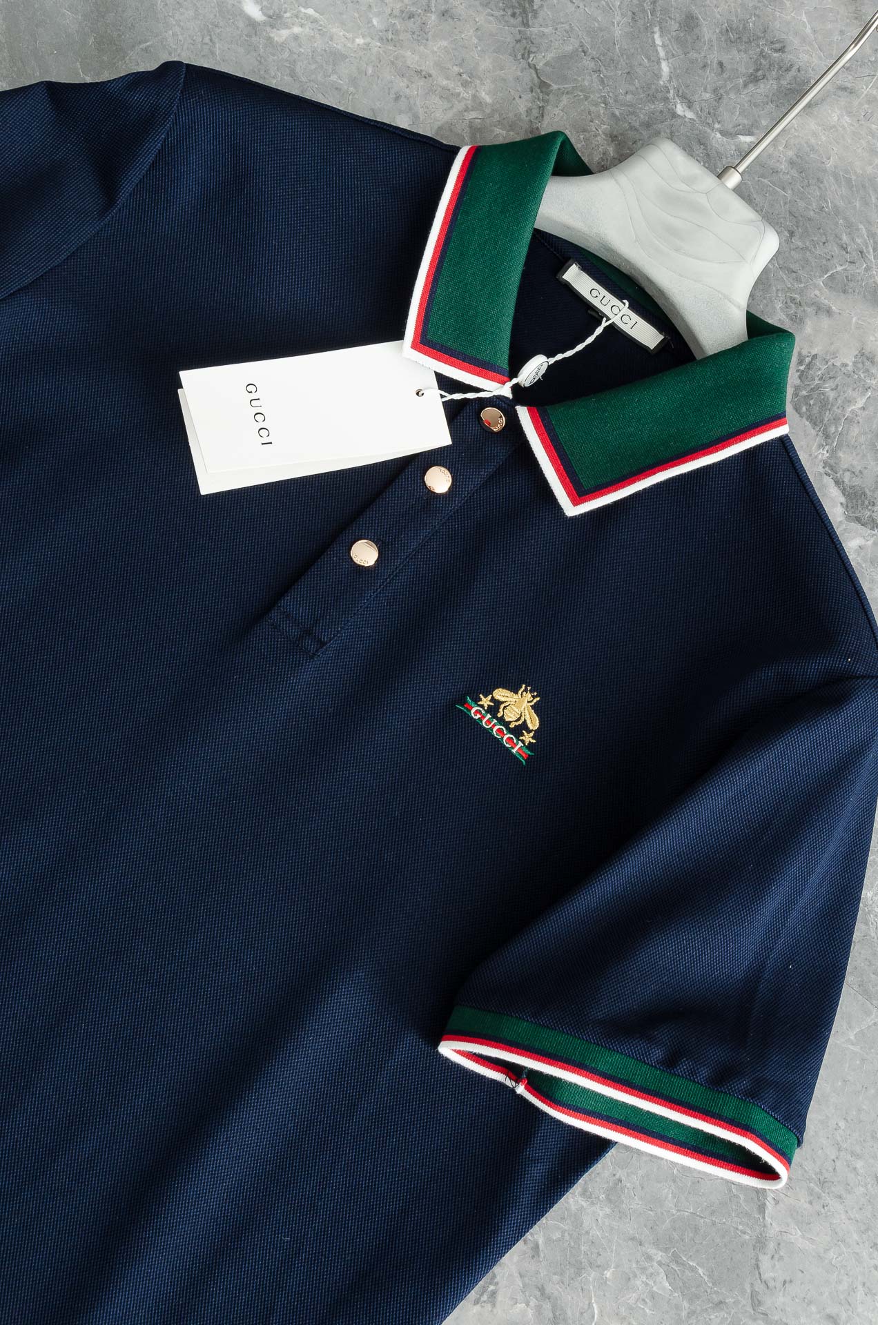 Gucc*i. 古驰2025//男士商务休闲纯色翻领短袖POLO衫#客供进口100%珠地棉面料，甄选上等