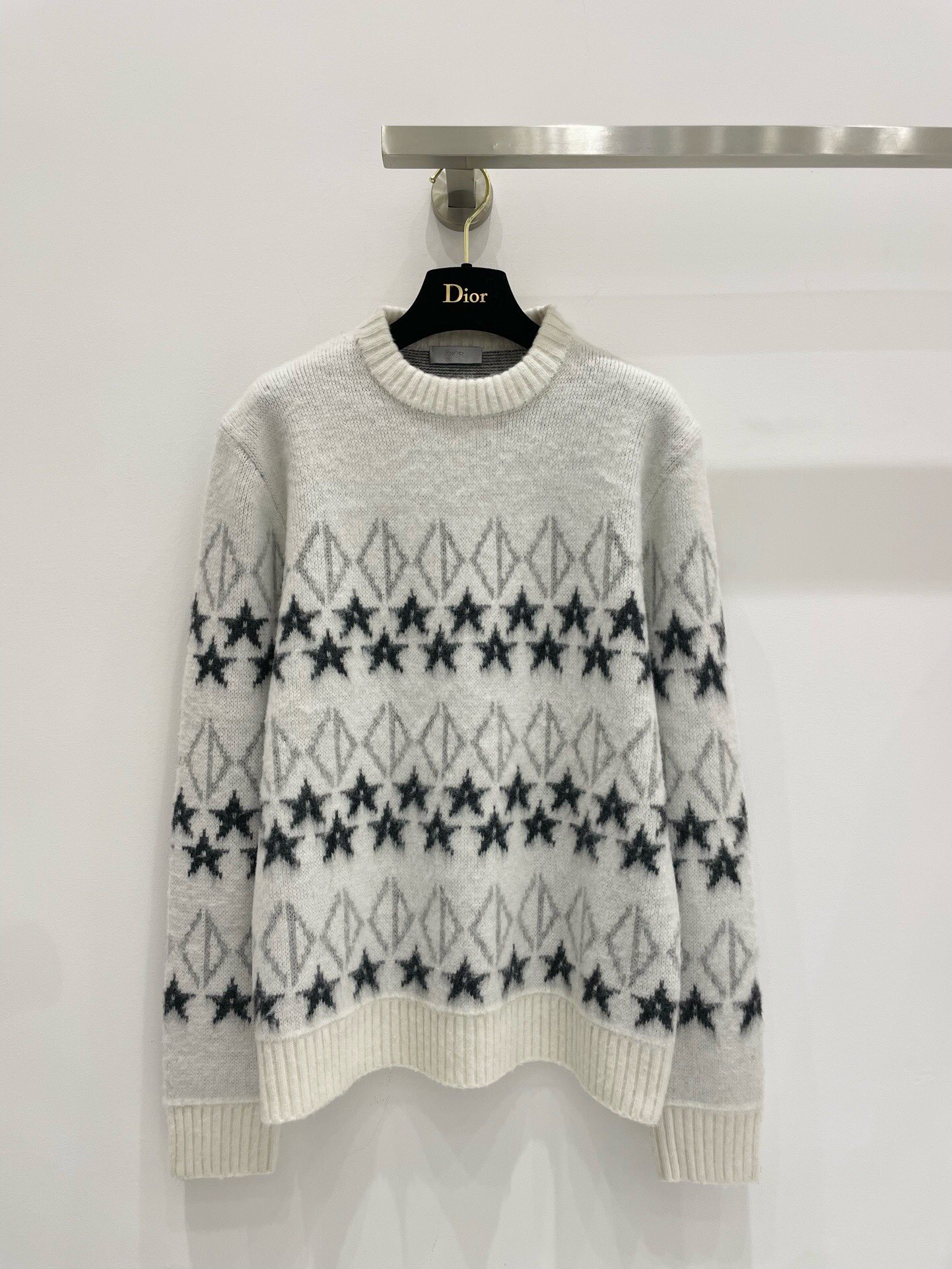 Dior Clothing Knit Sweater Sweatshirts Grey Unisex Knitting Wool Fall/Winter Collection Diamond Casual