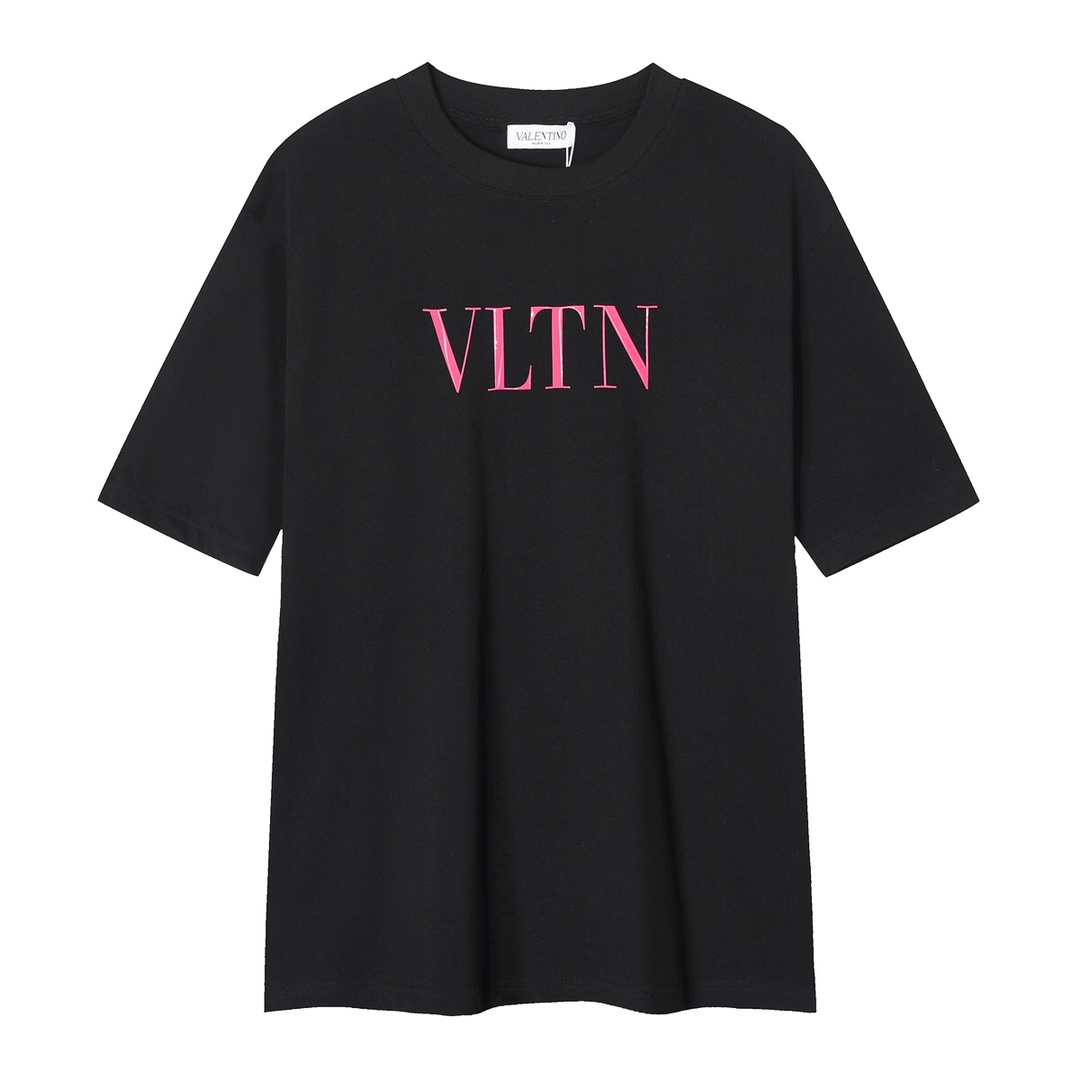 Nouveau 2024
 Valentino Réplique
 Vêtements T-Shirt Noir Blanc Imprimé Série d’été Manches courtes