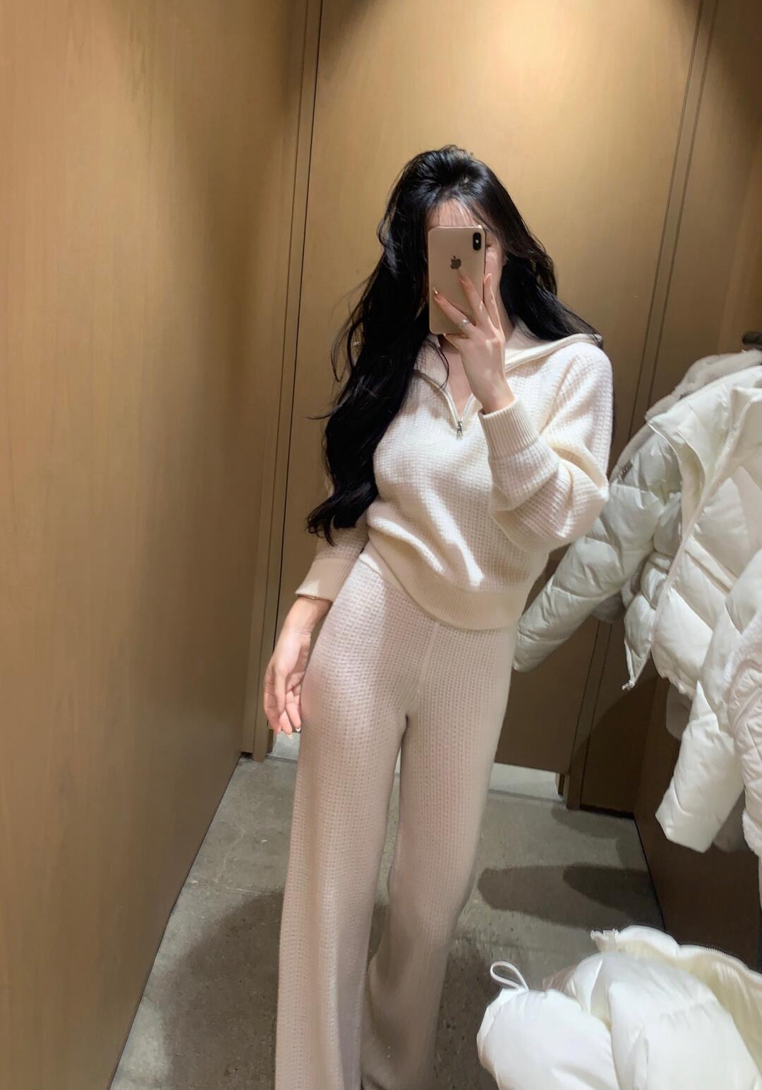 Comfortable High-Waist Waffle Knit Pants for Versatile Style from Home to Street - 图片 2