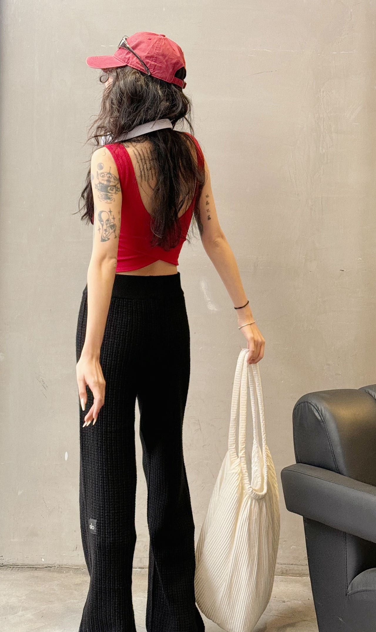 Comfortable Waffle Knit High Waist Broad-Legged Pants for Versatile Style - 图片 3
