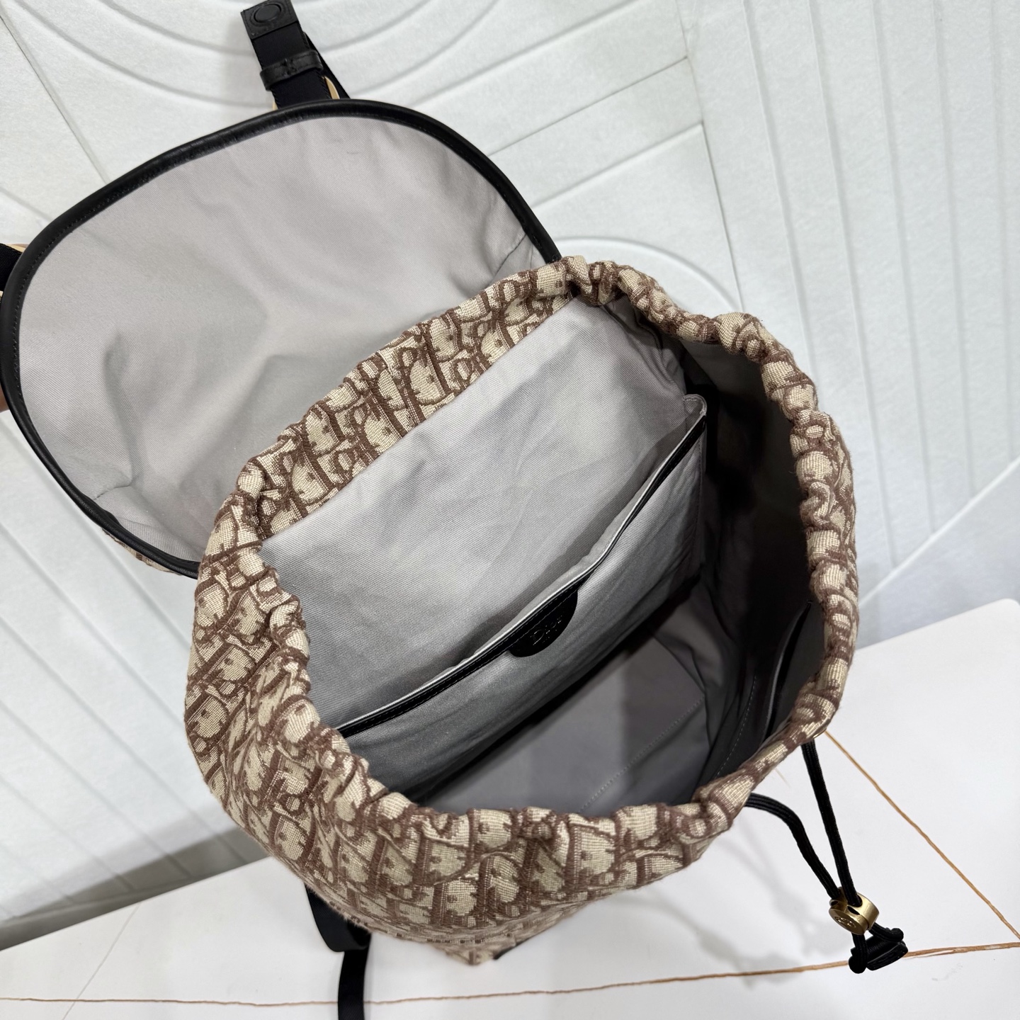 Dior Style Brown Leather Backpack Bags detail image 9 from source 776395
