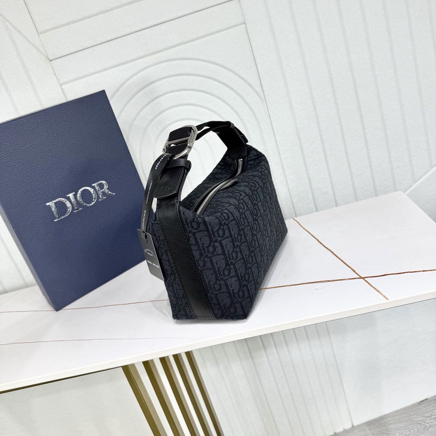 【市场最高版本】（原单品质）正品打版 «配盒子/礼品袋» Dior Jett 手拿包 黑色 Oblique 印花面料 编
