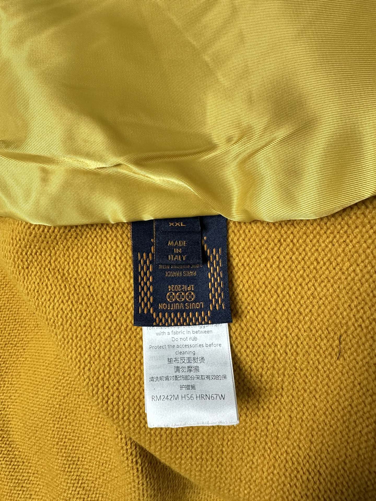 LV Mustard Floral Embroidery Pearl Button Cardigan