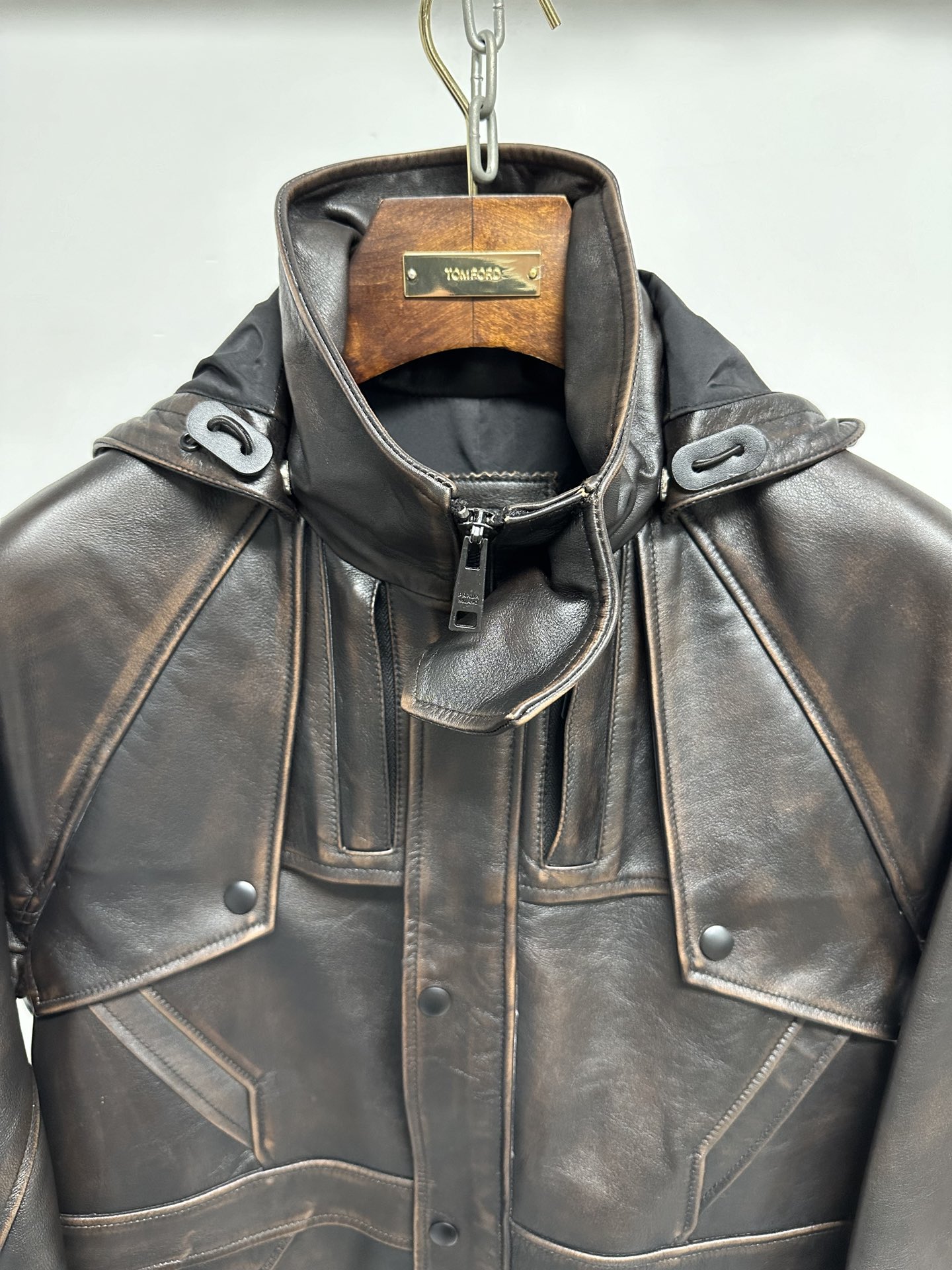 P Leather Jacket: Mid-Length Cowhide Biker Jacket, Durable Hardware, Size 48-56 7 i1727071133 9716 0