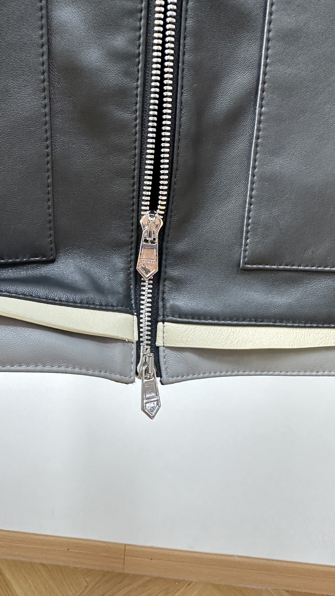 Hermès Striped Sleeve Black Leather Jacket