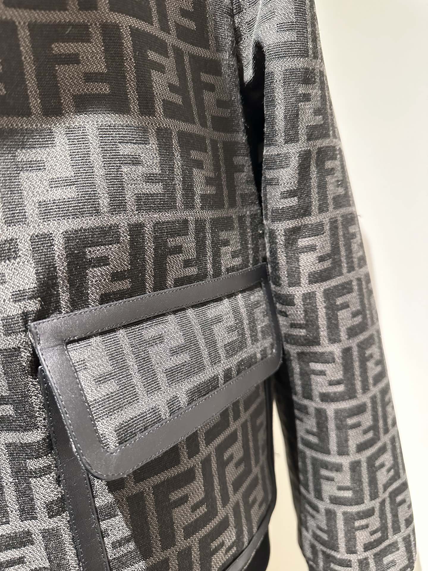 FD Monogram Padded Jacket with Leather Pockets | Stylish & Warm 6 i1734394916 7912 4
