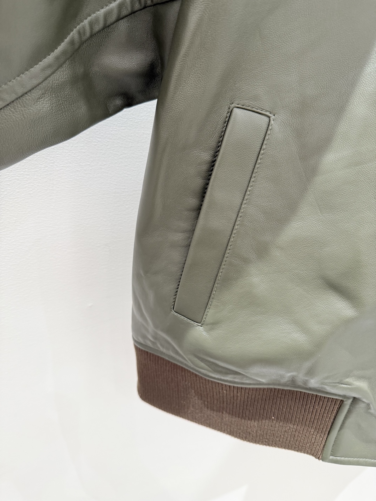 Bottega Veneta Green Woven Collar Lambskin Leather Jacket 6 i1754741740147 6045 0 3