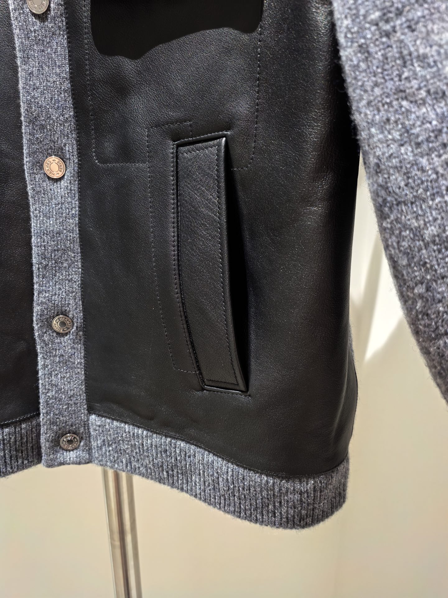 Hermes Leather Wool Mix Jacket