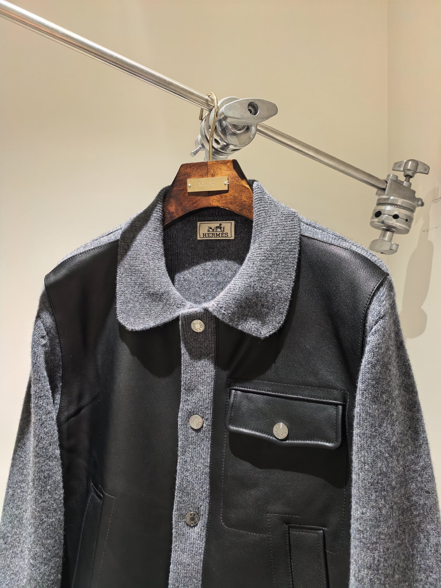 Hermes Leather Wool Mix Jacket