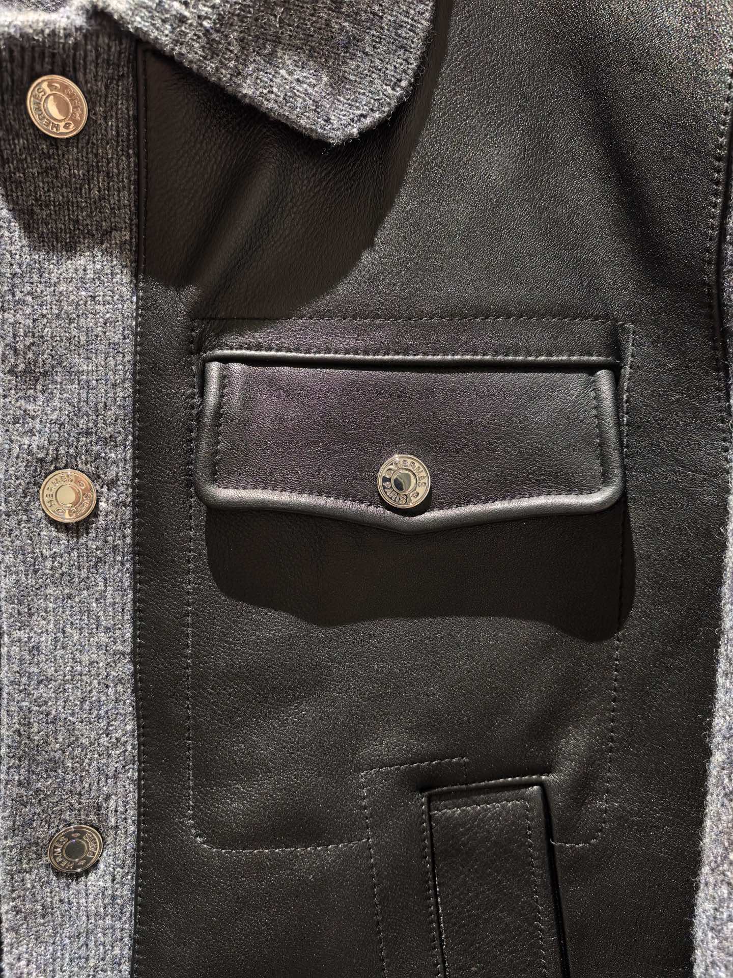 Hermes Leather Wool Mix Jacket