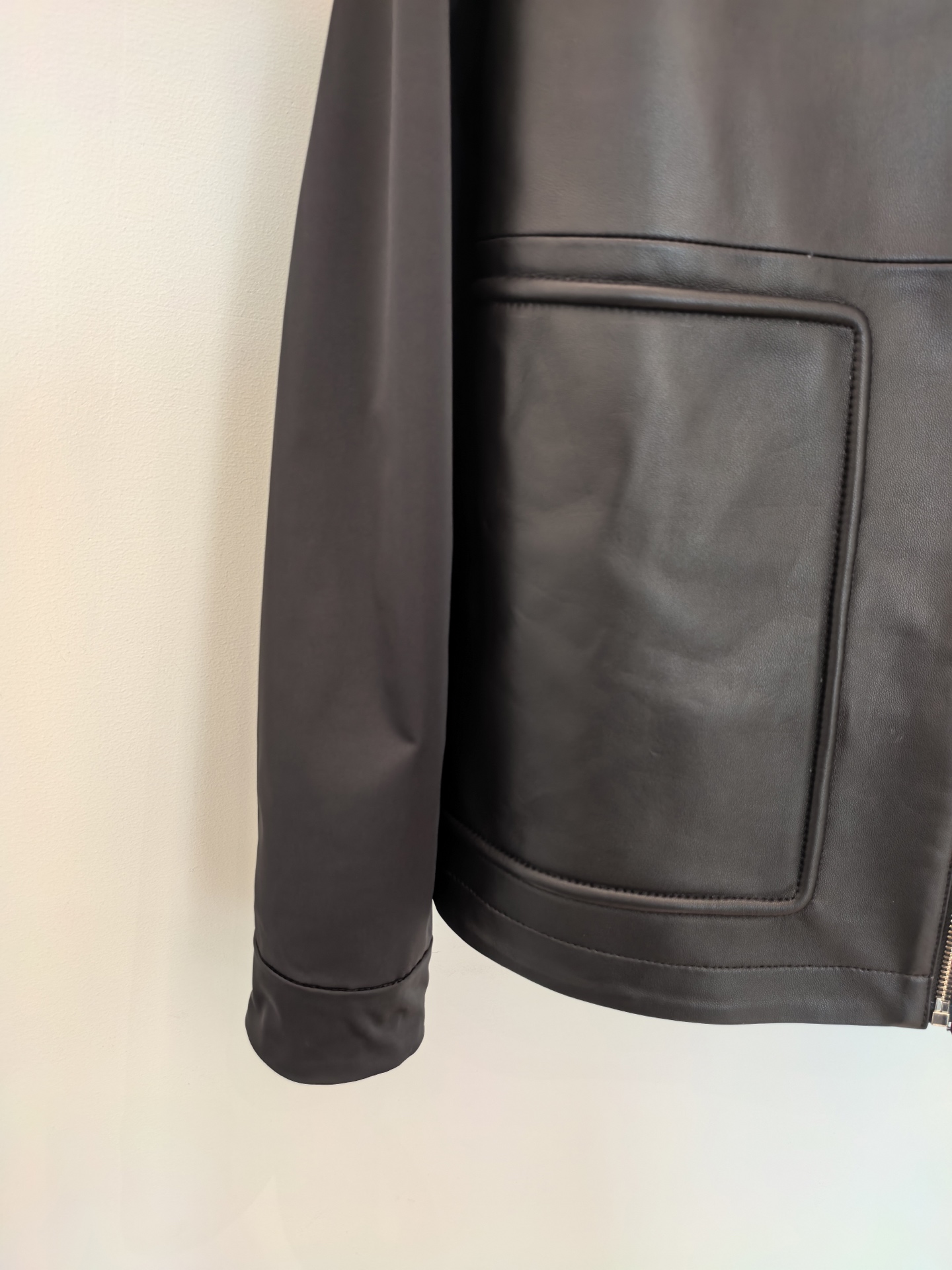 Prada Triangle Logo Leather Zip Jacket