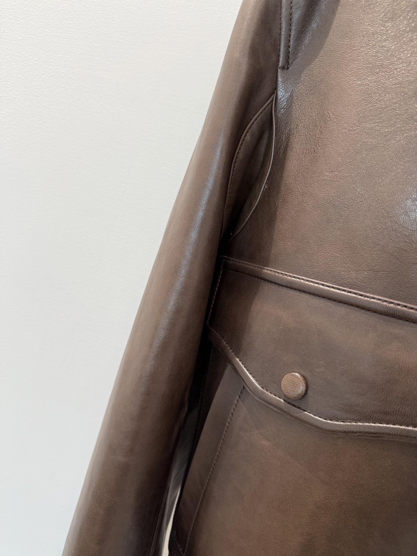 Berluti Leather Shearling Collar Bomber Jacket