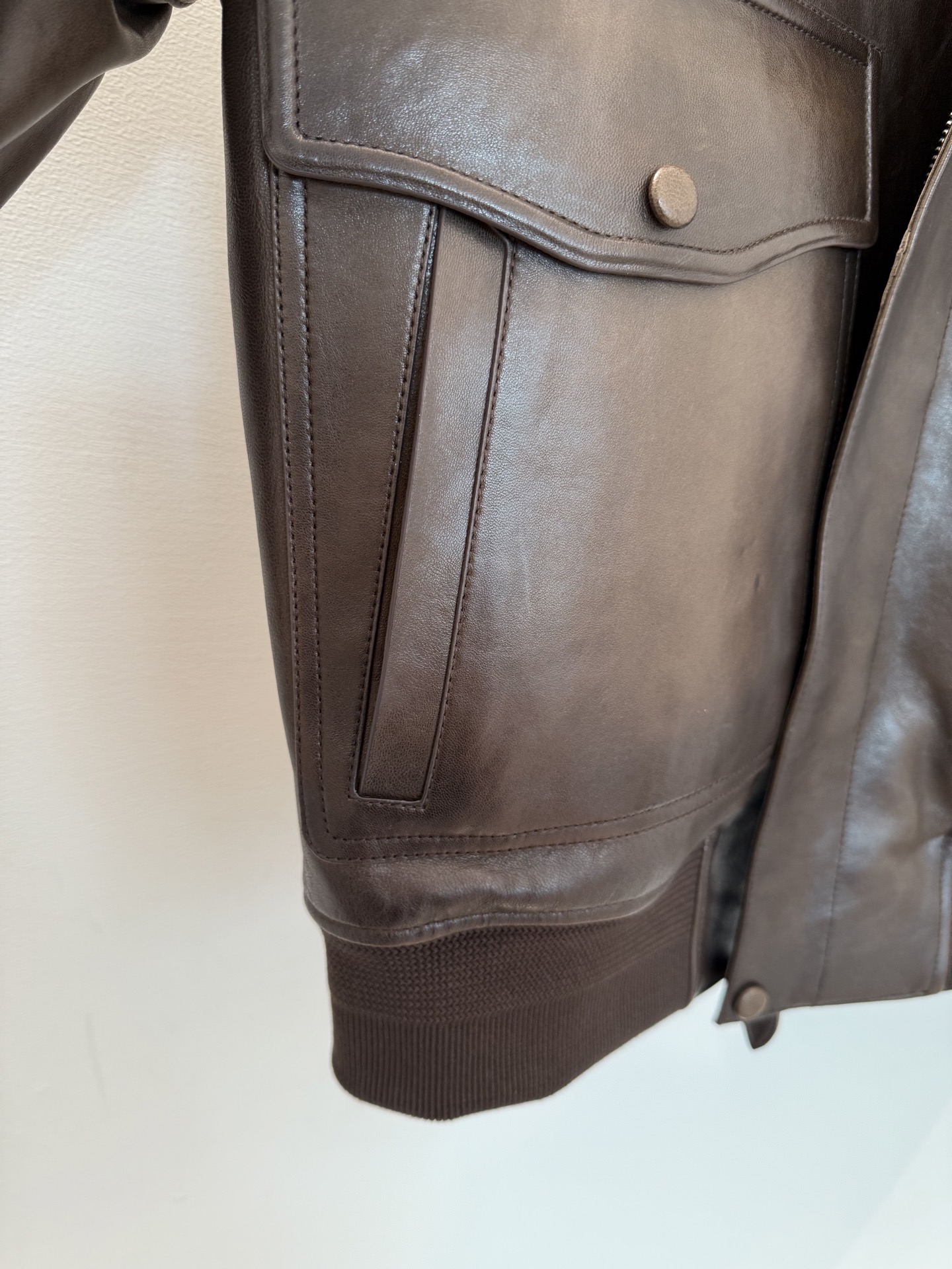Berluti Leather Shearling Collar Bomber Jacket