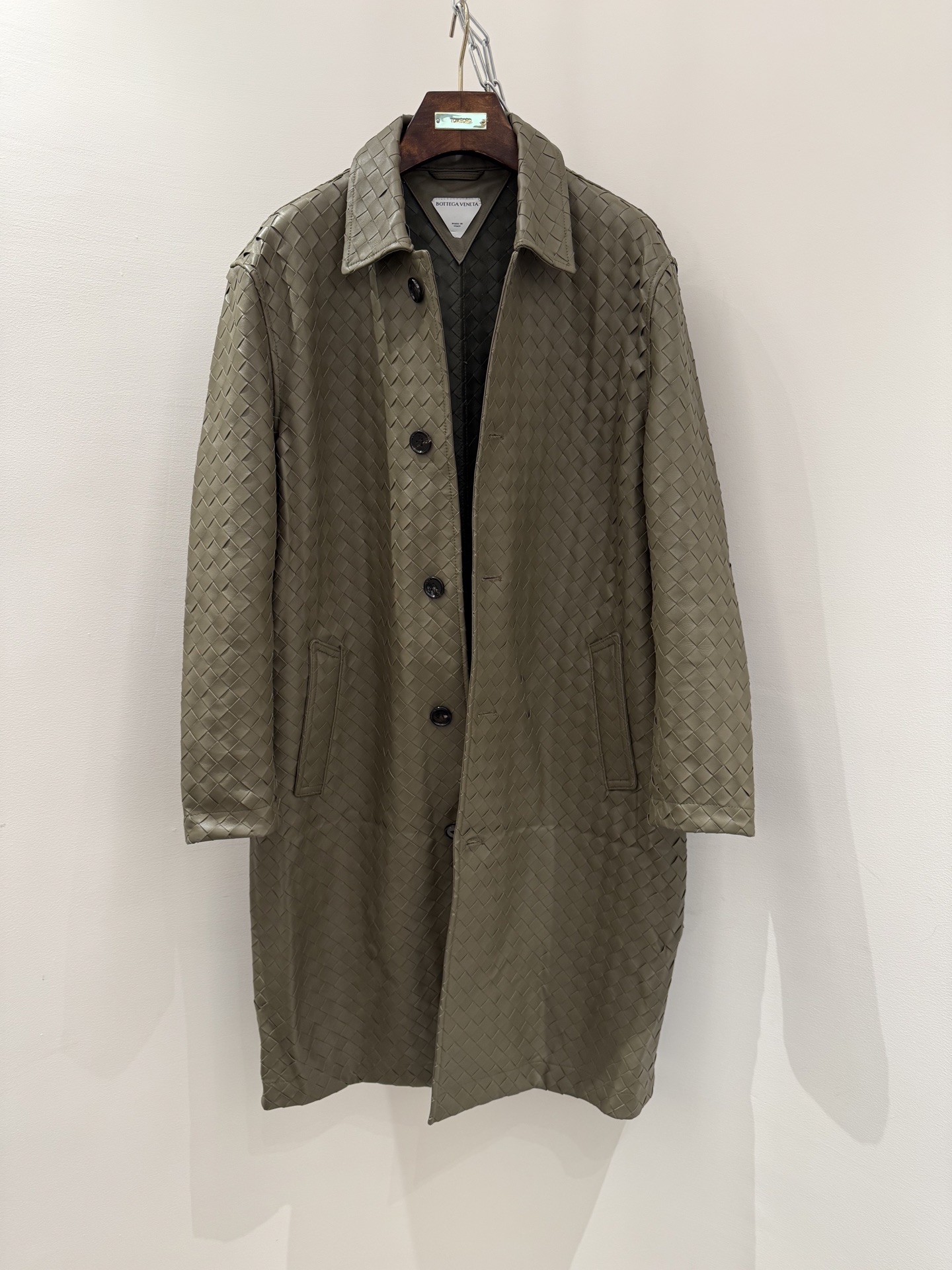 Bottega Veneta Olive Woven Pattern Coat