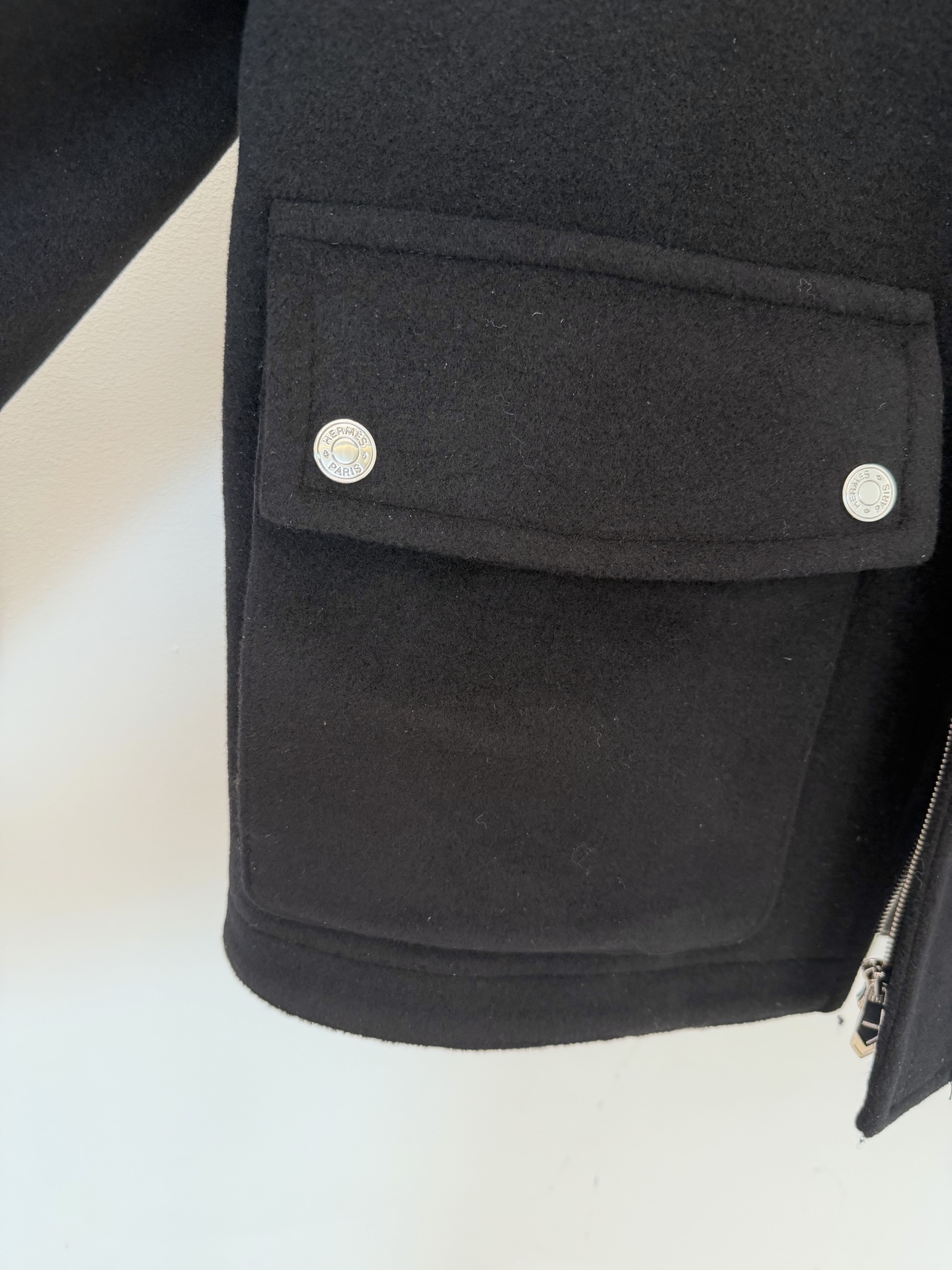 Hermes Wool Toggle Buckle Zip Cropped Jacket