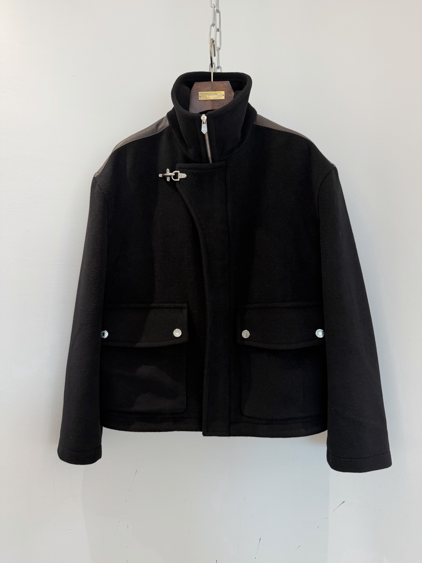 Hermes Wool Toggle Buckle Zip Cropped Jacket