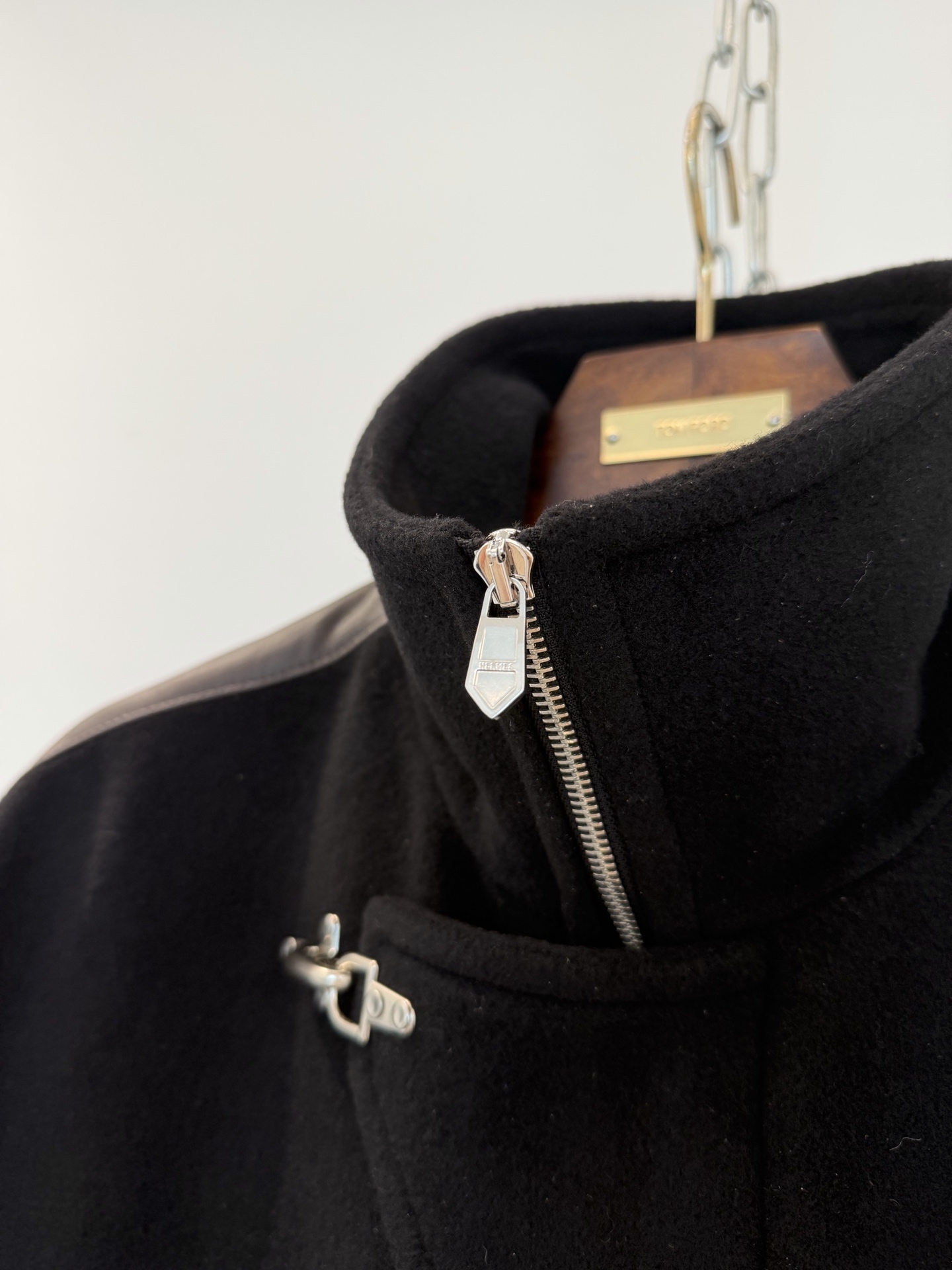 Hermes Wool Toggle Buckle Zip Cropped Jacket
