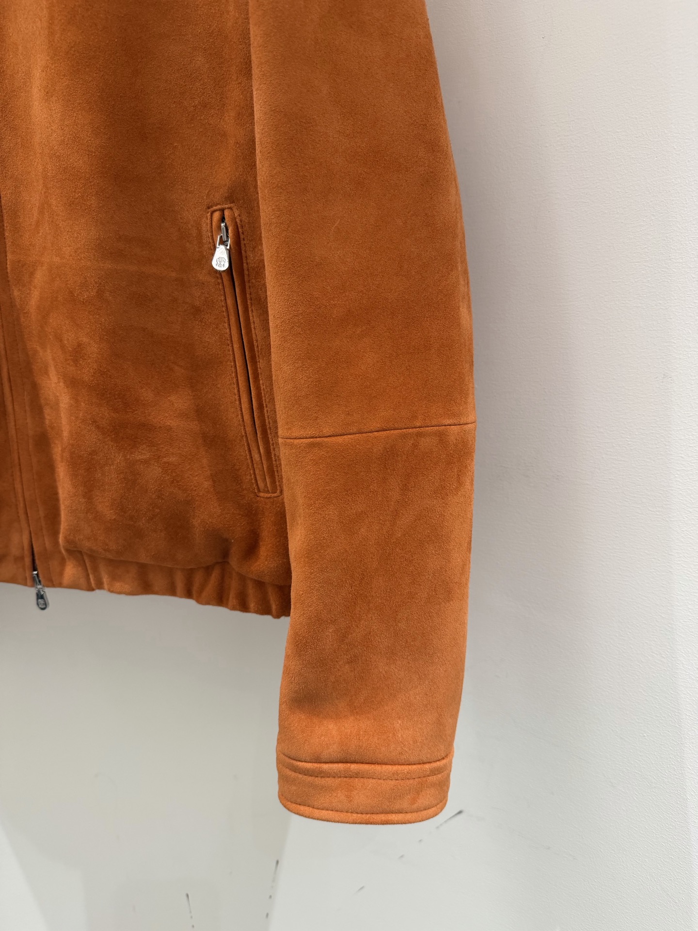  BC Orange Suede Zip Bomber Jacket
