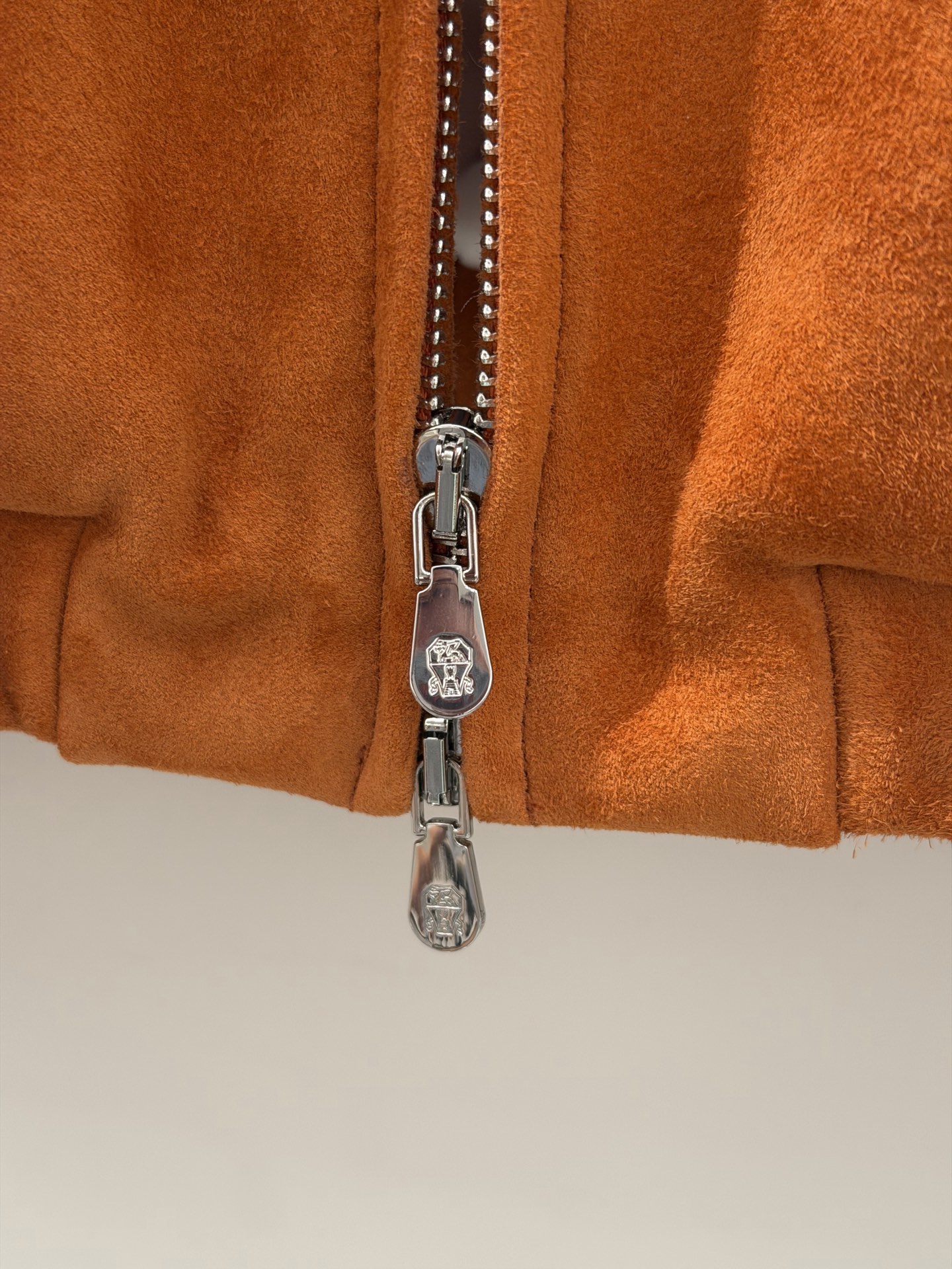  BC Orange Suede Zip Bomber Jacket