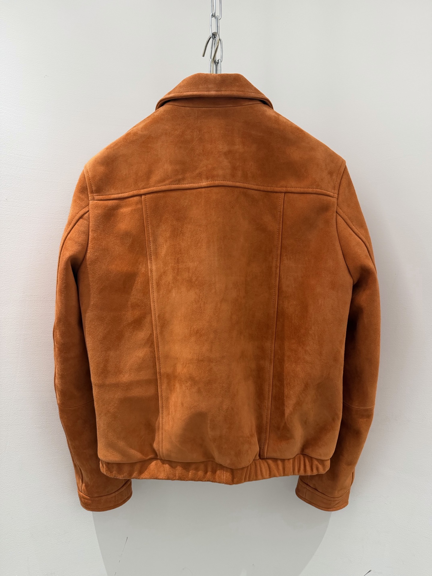  BC Orange Suede Zip Bomber Jacket