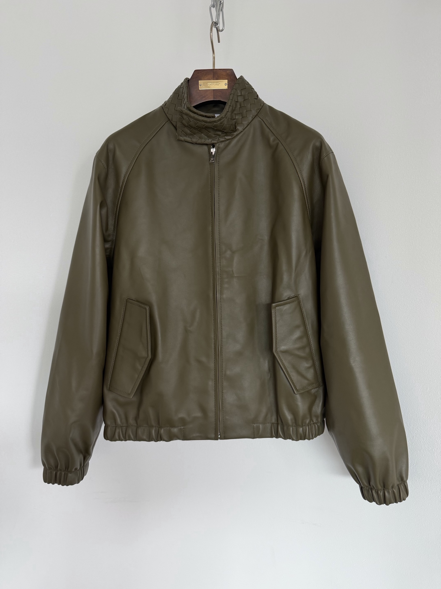 Bottega Veneta Olive Stand Collar Zip Jacket