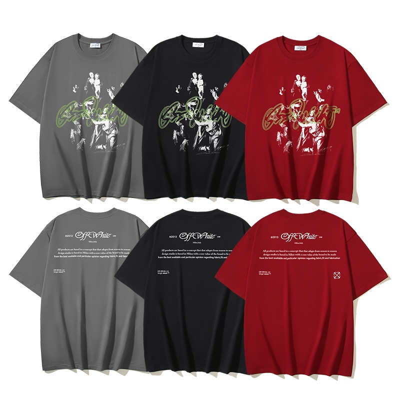 Off-White Printed Crew Neck T-Shirt Casual Graphic Tee Tops 2 i1729960038 1608 7