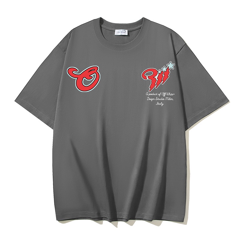 Off-White Crew Neck T-Shirt with OW Printed Graphic, S-XL 6 i1729960984 2712 7