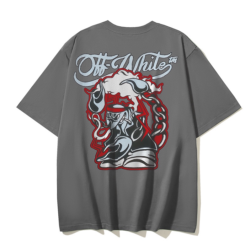 Off-White Crew Neck T-Shirt with OW Printed Graphic, S-XL 5 i1729960984 6755 3
