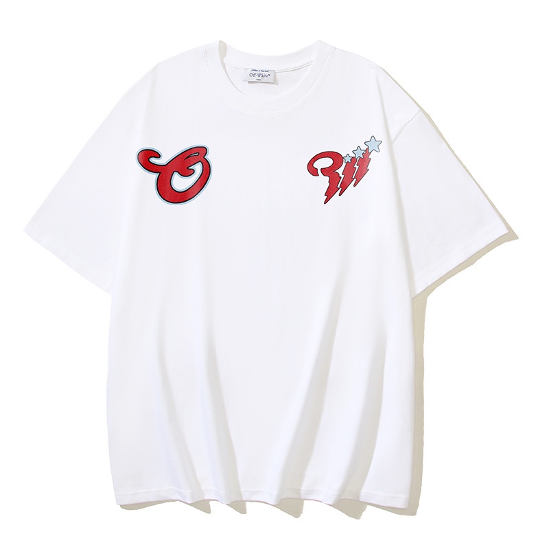 Off-White Crew Neck T-Shirt with OW Printed Graphic, S-XL 2 i1729960984 7303 8