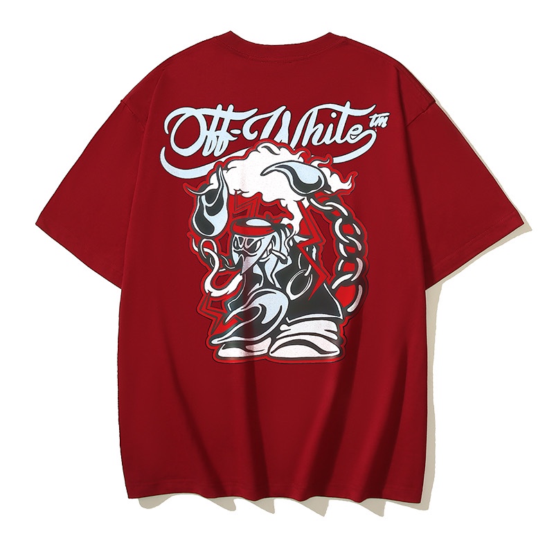 Off-White Crew Neck T-Shirt with OW Printed Graphic, S-XL 3 i1729960984 8651 6