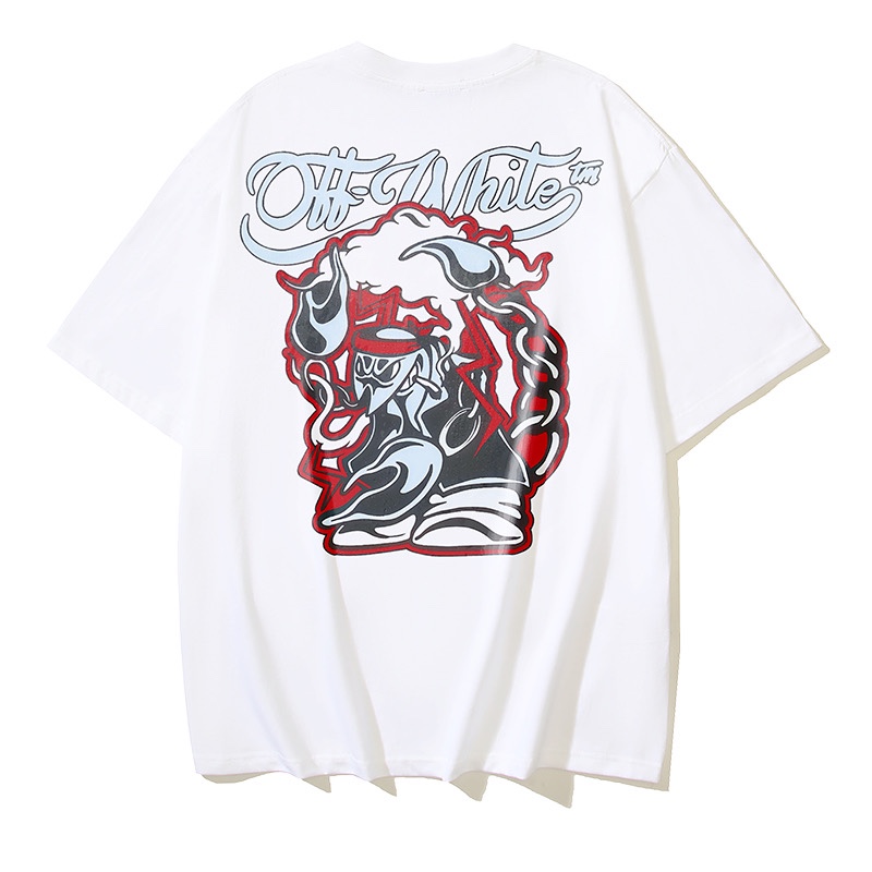 Off-White Crew Neck T-Shirt with OW Printed Graphic, S-XL 1 i1729960984 97 2