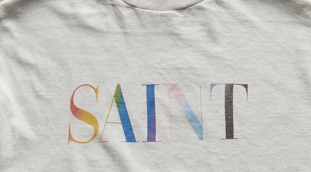 SAINT Michael Rainbow Logo Vintage Crew Neck T-Shirt, Cement White 4 i1734424708 8777 7