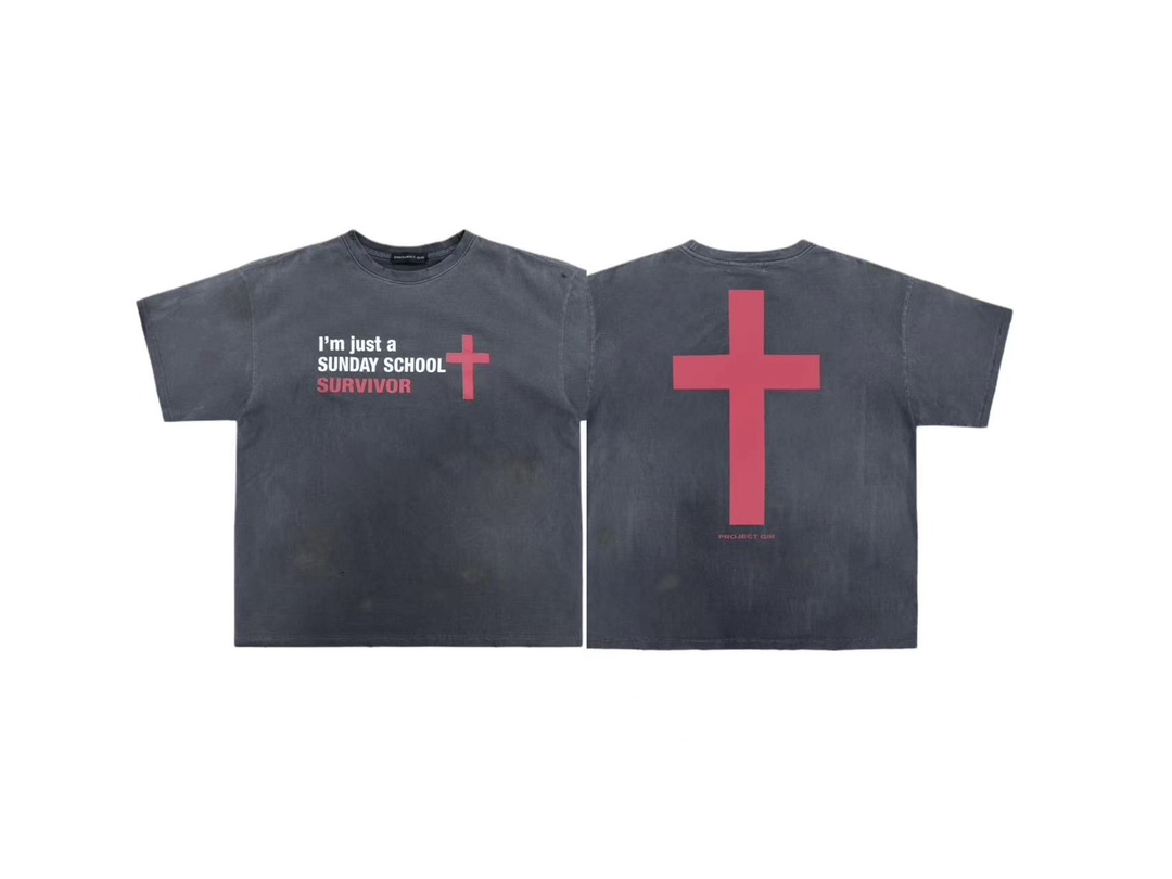 Grailz Project Grey Vintage Washed Cotton Short Sleeve T-Shirt for Men