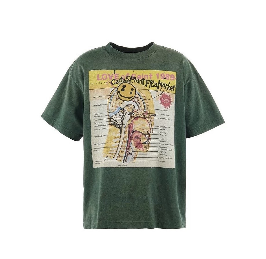 Saint Michael Vintage Crew Neck T-Shirt with Cactus Plant Flea Market Graphic